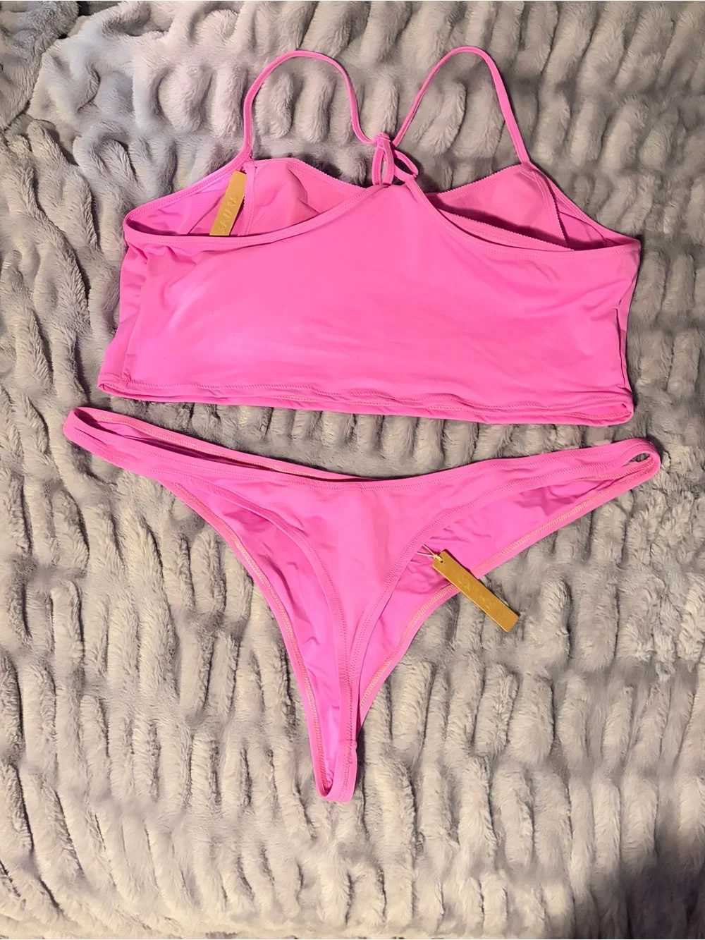 SKIMS Neon Orchid Swim Top and Thong Set